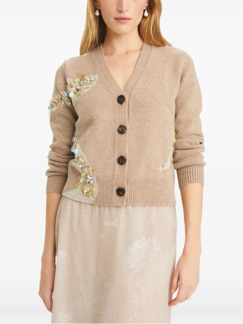 RARE Tory Burch Embellished Snake Cardigan Wool Button Front Womens Large Luxury